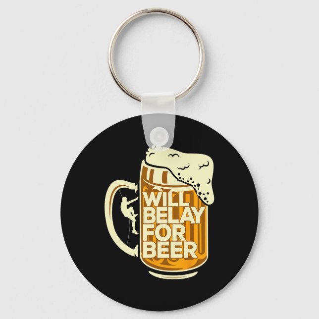 Kletterer wird sichern für Bier  Schlüsselanhänger (Vorderseite)