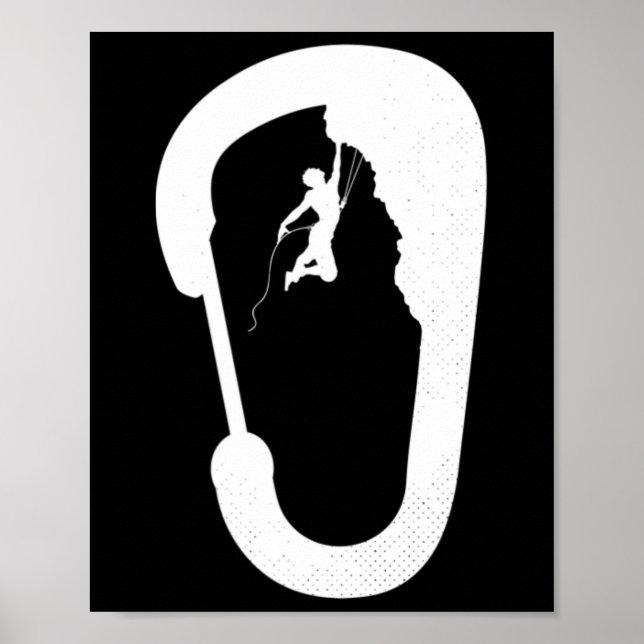 Kletterfelsen Bergkletterer Karabiner Boulderin Poster (Vorne)