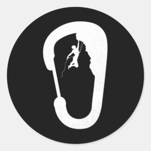 Kletterfelsen Bergsteiger Karabiner Boulderin Runder Aufkleber