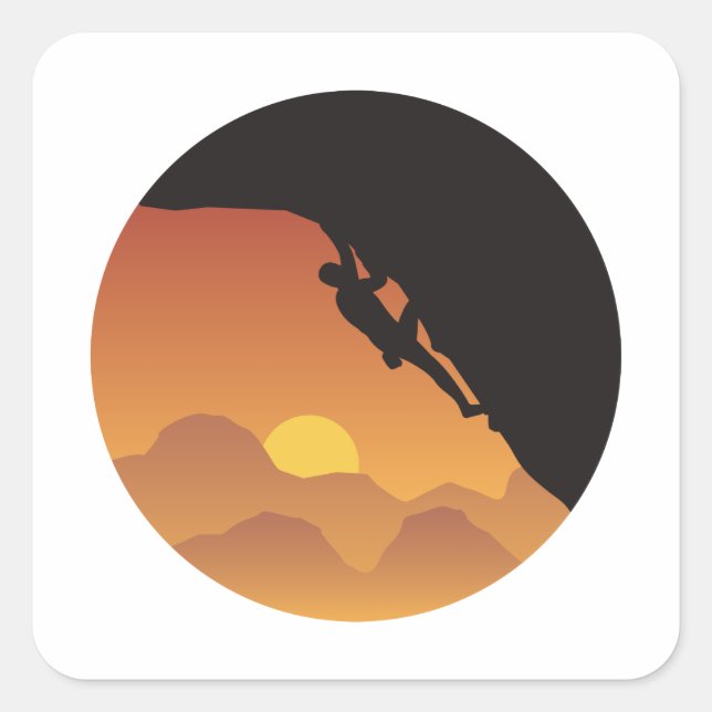 Kletterflache Design Vector-Silhouette Quadratischer Aufkleber (Vorderseite)