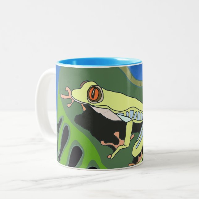Kletterfrosch Zweifarbige Tasse (Vorderseite Links)