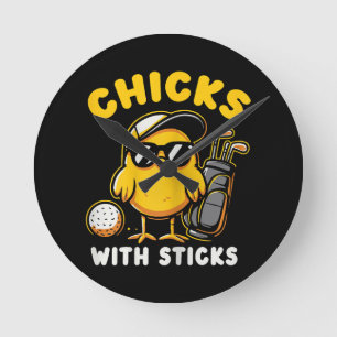 Kletterhexen: Golfer Girl del Malcantone Runde Wanduhr