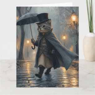 Kletterkatze Mit einem Regenschirm wandern Karte