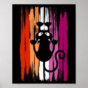 Kletterkatze mit Kratzern und lesbischen Pride-Far Poster