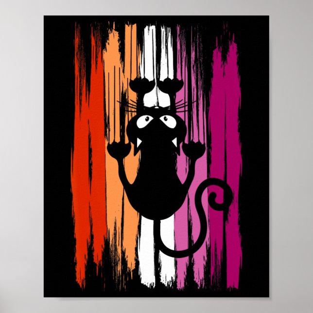 Kletterkatze mit Kratzern und lesbischen Pride-Far Poster (Vorne)