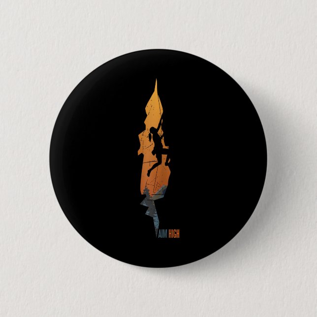 Klettern - Aim High Rock Klettern Bouldern Kletter Button (Vorderseite)