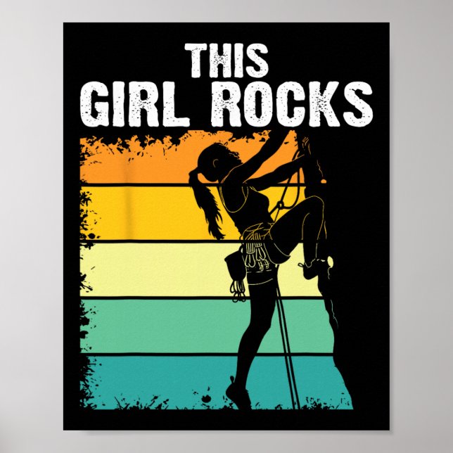 Klettern, Dieses Mädchen rockt, Bouldern, Berg Poster (Vorne)