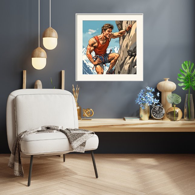 Klettern in den Schweizer Alpen Print Poster (Rock climbing in the Swiss Alps.  Print.
Artist: Roger Smith)