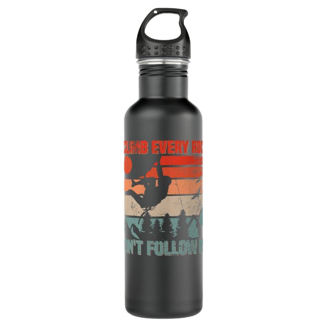 Klettern Klettersteig Vintage Felswand Edelstahlflasche (Vorderseite)