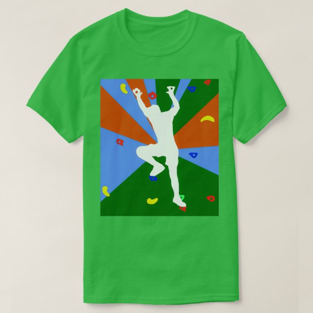 Klettern oder Bouldern von Mann an der Kletterwand T-Shirt (Design vorne)