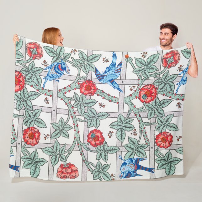 Klettern Rose & Kleiner Vogel, William Morris Fleecedecke (Beispiel)