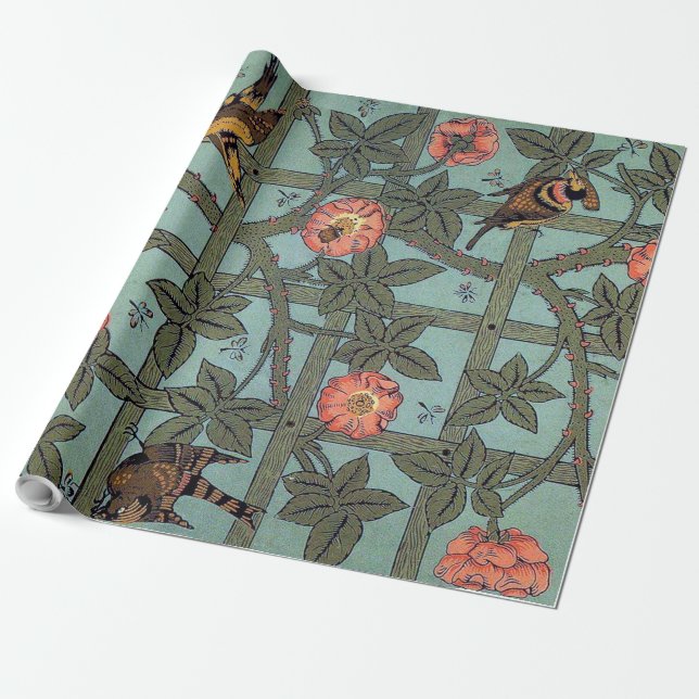 Klettern Rose & Kleiner Vogel, William Morris Geschenkpapier (Ungerollt)