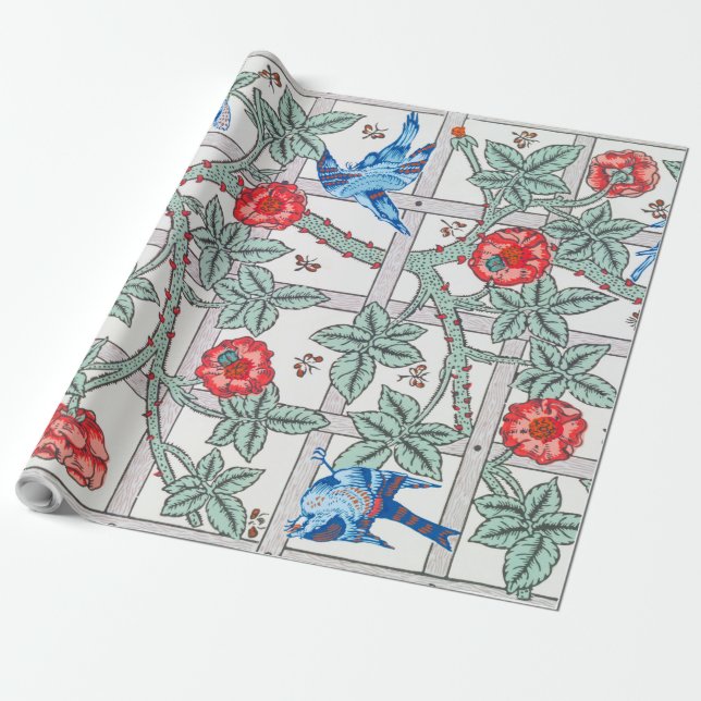 Klettern Rose & Kleiner Vogel, William Morris Geschenkpapier (Ungerollt)