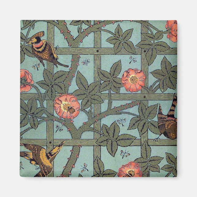 Klettern Rose & Kleiner Vogel, William Morris Magnet (Vorne)