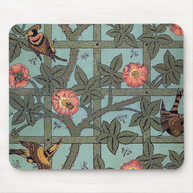 Klettern Rose & Kleiner Vogel, William Morris Mousepad (Vorne)