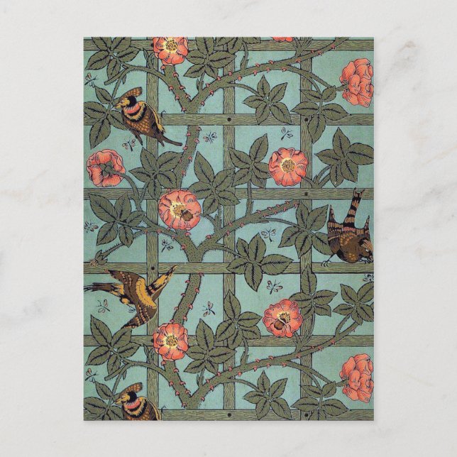 Klettern Rose & Kleiner Vogel, William Morris Postkarte (Vorderseite)