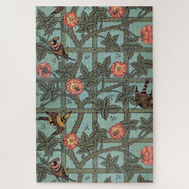 Klettern Rose & Kleiner Vogel, William Morris Puzzle (Vertikal)