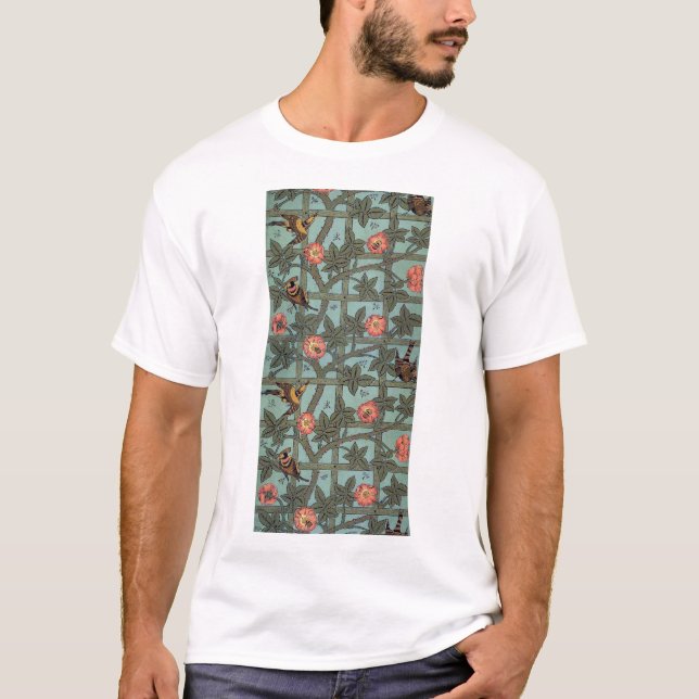 Klettern Rose & Kleiner Vogel, William Morris T-Shirt (Vorderseite)