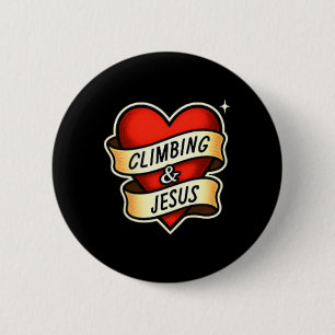 Klettern und Jesus Christlich Button