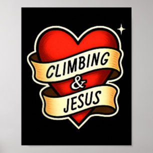 Klettern und Jesus Christlich Poster