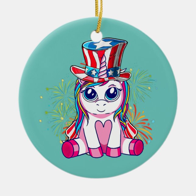 Klettern Unicorn 4. Juli Mädchen Kinder Frauen Keramik Ornament (Vorne)