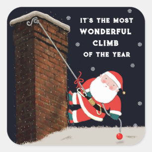 Klettern Weihnachts-Square-Sticker Quadratischer Aufkleber