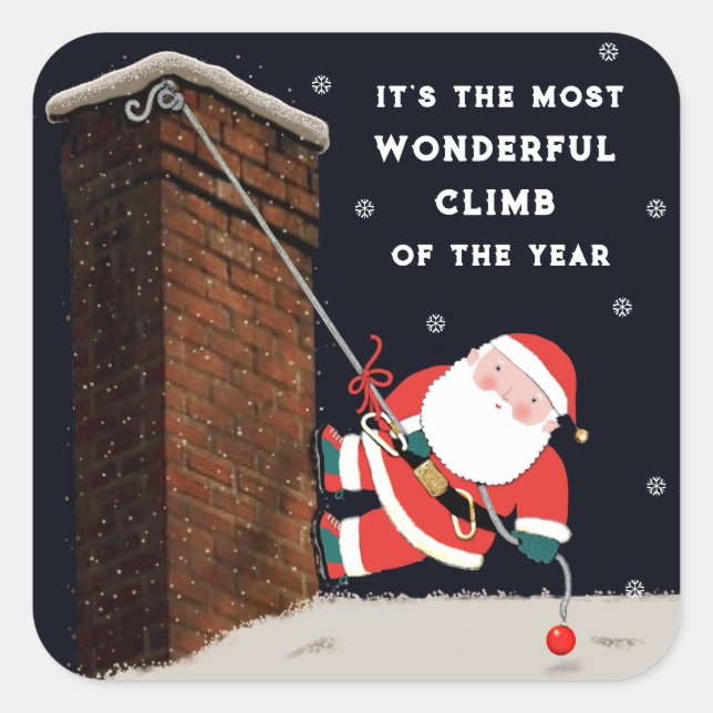 Klettern Weihnachts-Square-Sticker Quadratischer Aufkleber (Vorderseite)