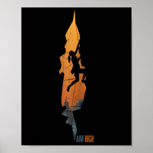Klettern - Ziel Hoch Felsenklettern Bouldern Klett Poster