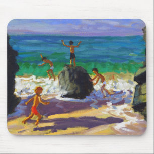 kletternder Felsen Porthmeor Strand St. Ives 2013 Mousepad