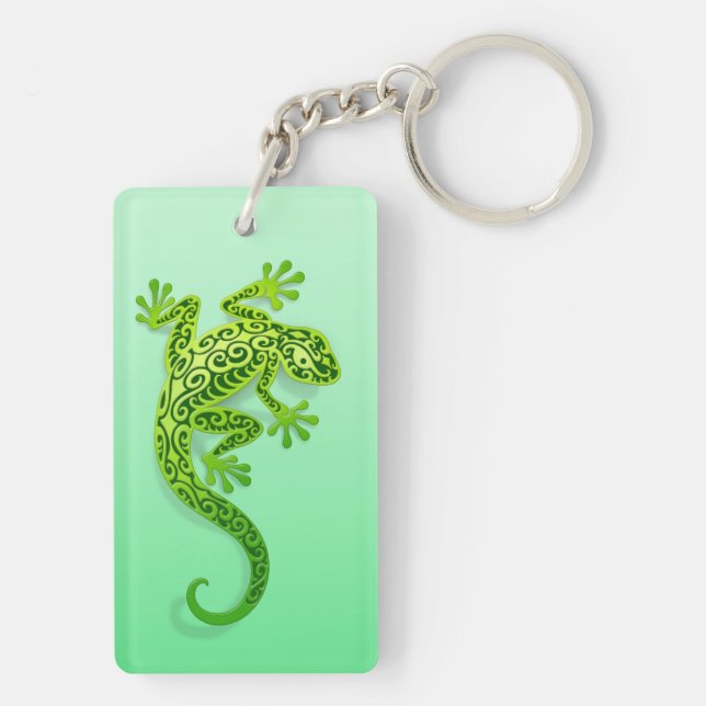 Kletternder grüner Gecko Schlüsselanhänger (Rückseite)