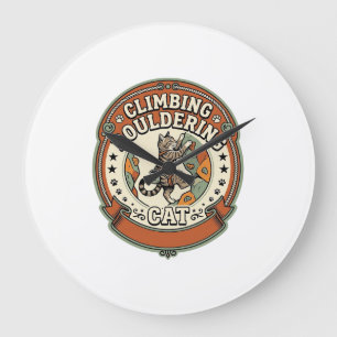 Kletterndes Bouldering-Katze Kletterndes Boulderin Große Wanduhr