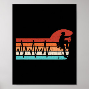 Kletterndes Herz Retro-Klettern Lustiger Felsenkle Poster