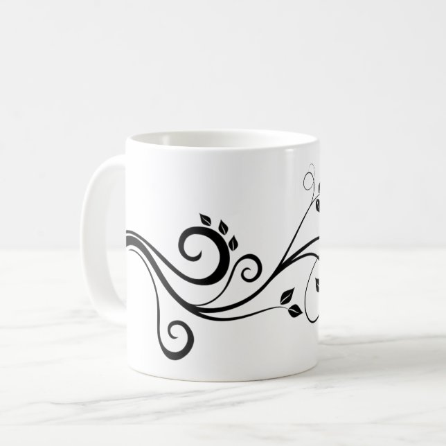 Kletterpflanzen-Ast-Blatt-Muster | Botanisch Kaffeetasse (Vorderseite Links)