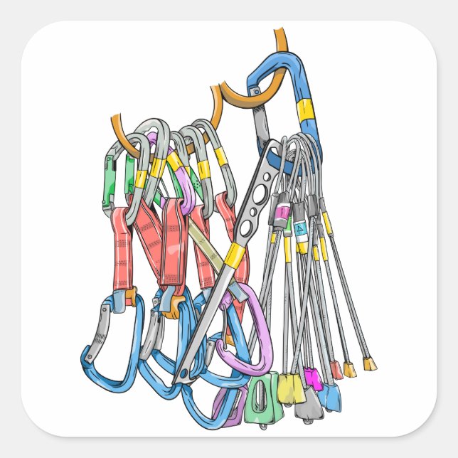 Kletterständer oder Schnellzieher und Kabel Quadratischer Aufkleber (Vorderseite)