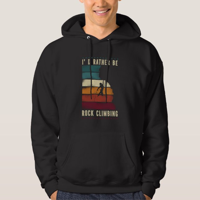 Klettersteig Ich wäre eher Rock Climbing Retro Vin Hoodie (Vorderseite)