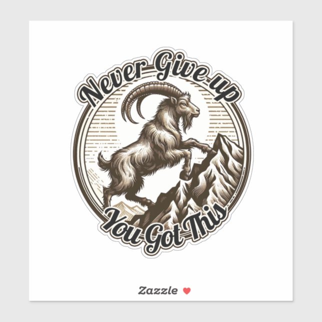 Kletterziege geben nie auf aufkleber (Blatt)