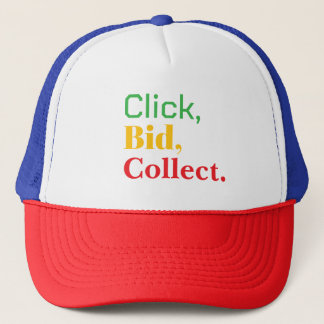 Klicken, bieten, sammeln. Buch T-Shirt Truckerkappe