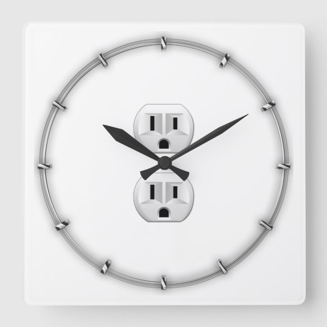 Klicken Sie auf das elektrische Plug-In, um die Fa Quadratische Wanduhr (Vorderseite)
