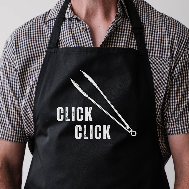 Klicken Sie auf Funny Minimal Black Barbeque Tongs Schürze (Von Creator hochgeladen)