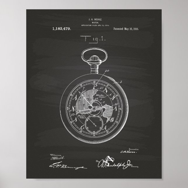 Klicken Sie auf Spring Watch 1916 Patent Art Chalk Poster (Vorne)