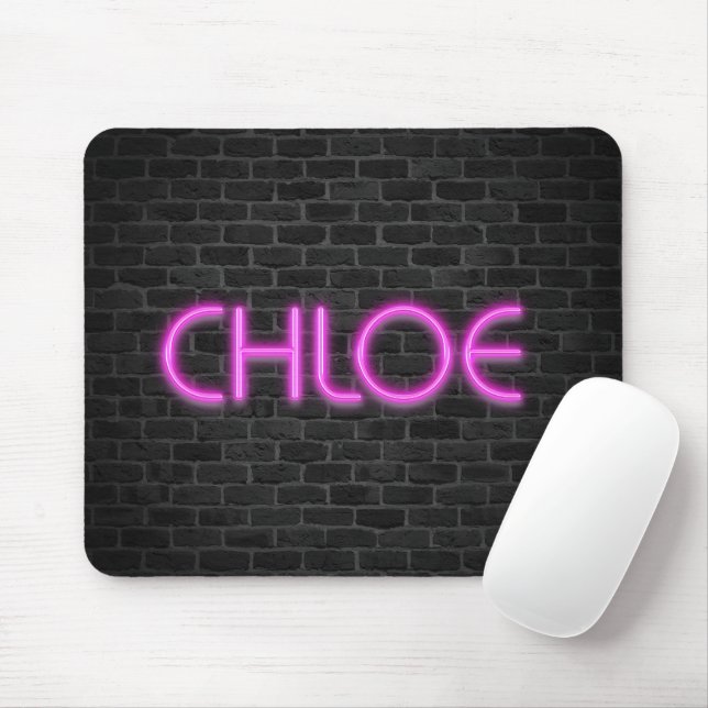 KLICKEN SIE IN Pink Neon Lights Mousepad (Mit Mouse)
