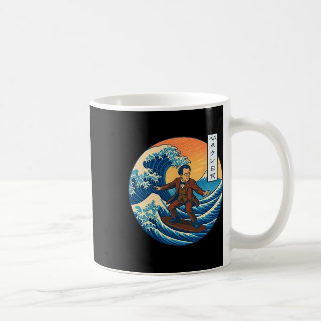 Klickender Musiker Mahler Ukiyo-e Surfing Kaffeetasse (Rechts)