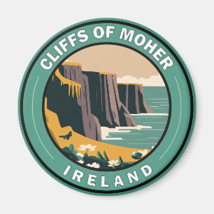 Kliffe von Moher Irland Floral Reise Kunst Vintage Magnet