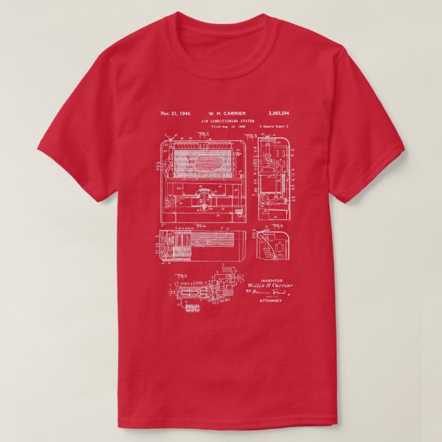 Klimaanlage Patent 1939 AC Techniker Geschenk T-Shirt (Design vorne)