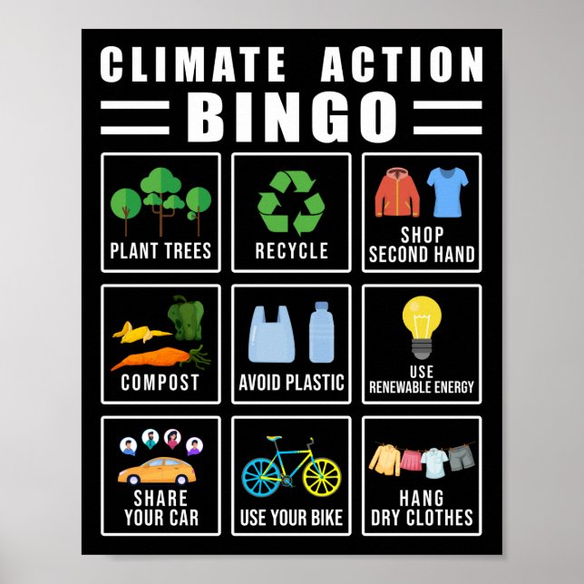 Klimaschutz Bingo-Earth-Day Klimawandel Poster (Vorne)