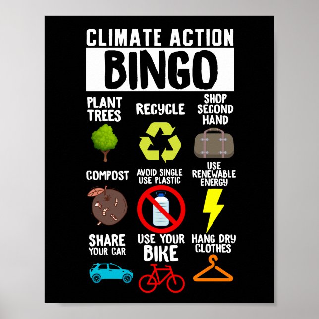 Klimaschutz Bingo-Earth-Day Klimawandel Poster (Vorne)
