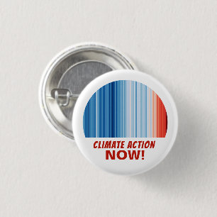Klimaschutz jetzt! Streifen zur globalen Erwärmung Button