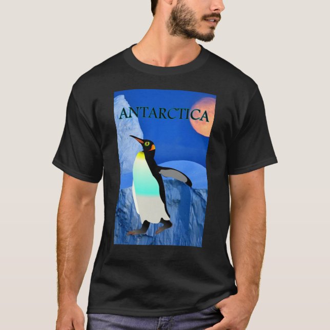 Klimawandel Antarktis Gletscherpinguin und Mond T-Shirt (Vorderseite)