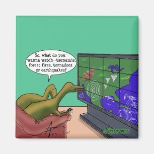 Klimawandel Dinosaurier Parody-Cartoon Magnet