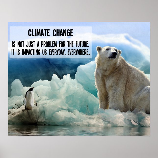 Klimawandel mit Pinguin und Eisbären Poster (Vorne)